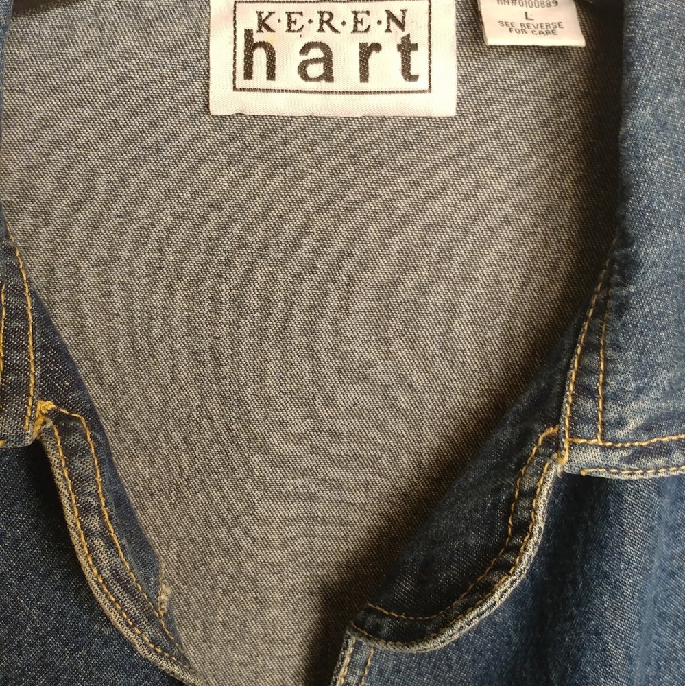 Keren Hart Jean Jacket Embroidery Beaded Flowers
